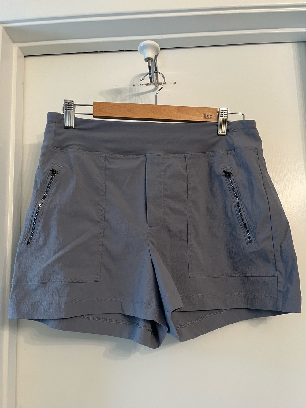 Athleta Slate Blue Athletic Shorts with Zip Pockets